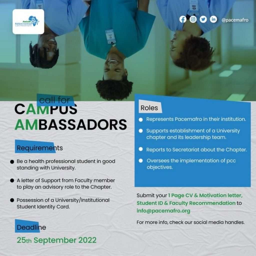 Application for the 2022 PaCeM-Afro Campus Ambassadors are Now Open